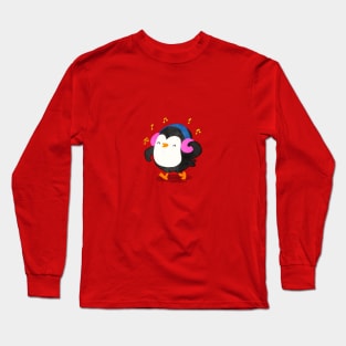 Happy Penguin with a Headphone Long Sleeve T-Shirt